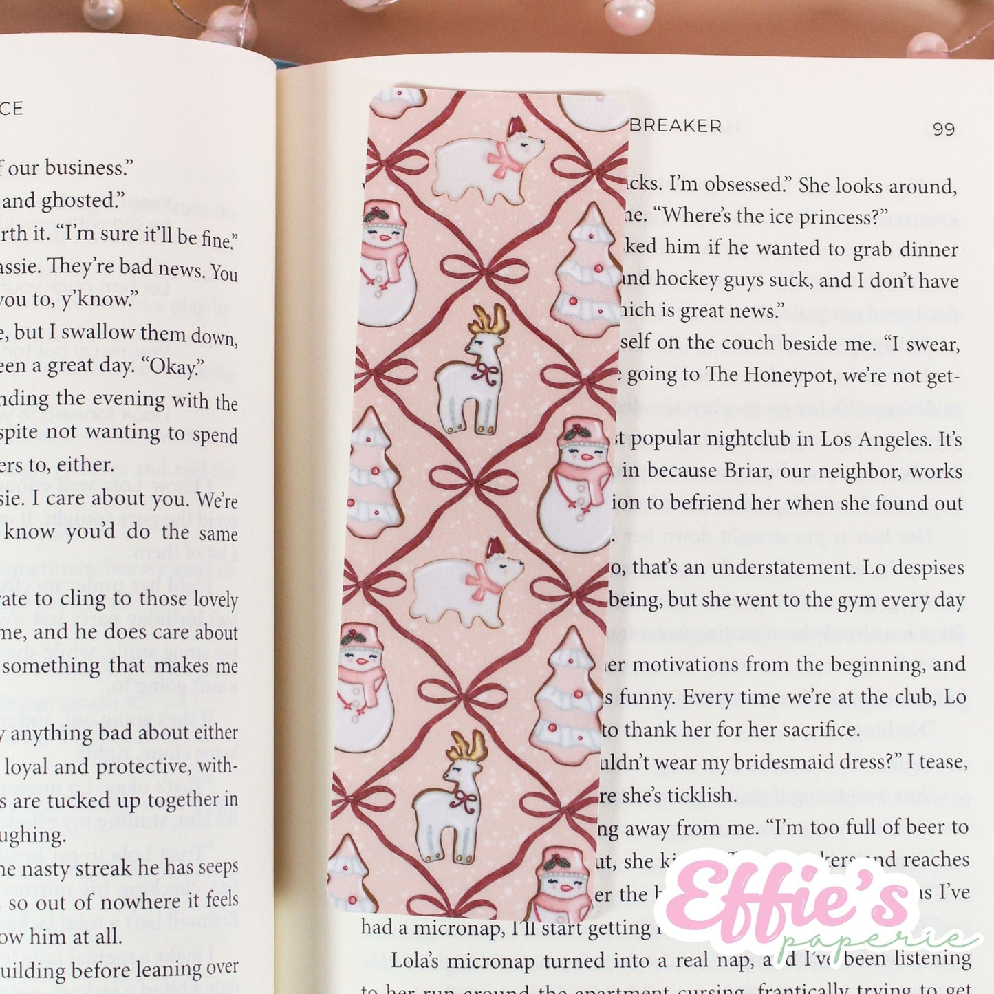 Pink Christmas Cookie Bookmark