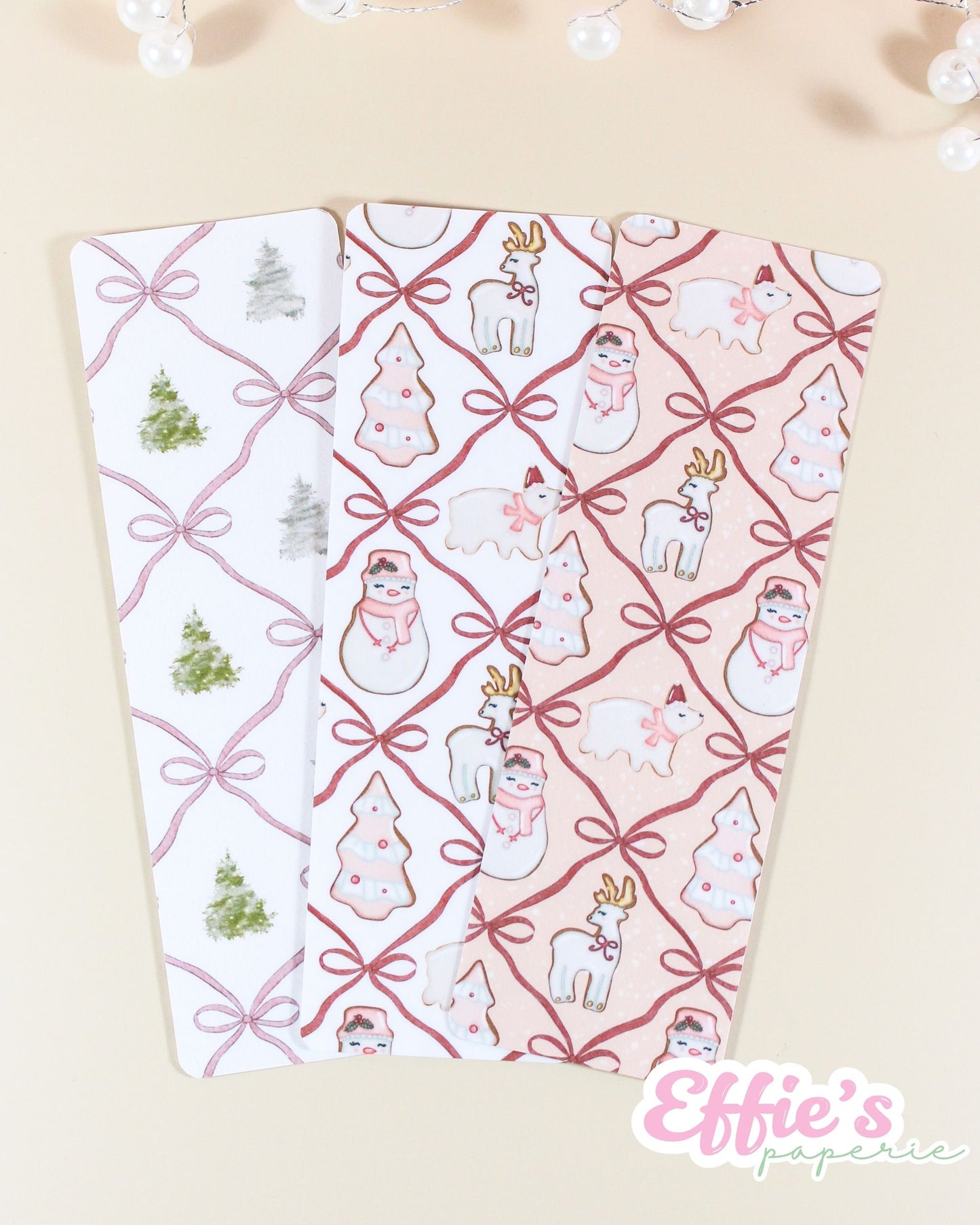 Pink Christmas Cookie Bookmark