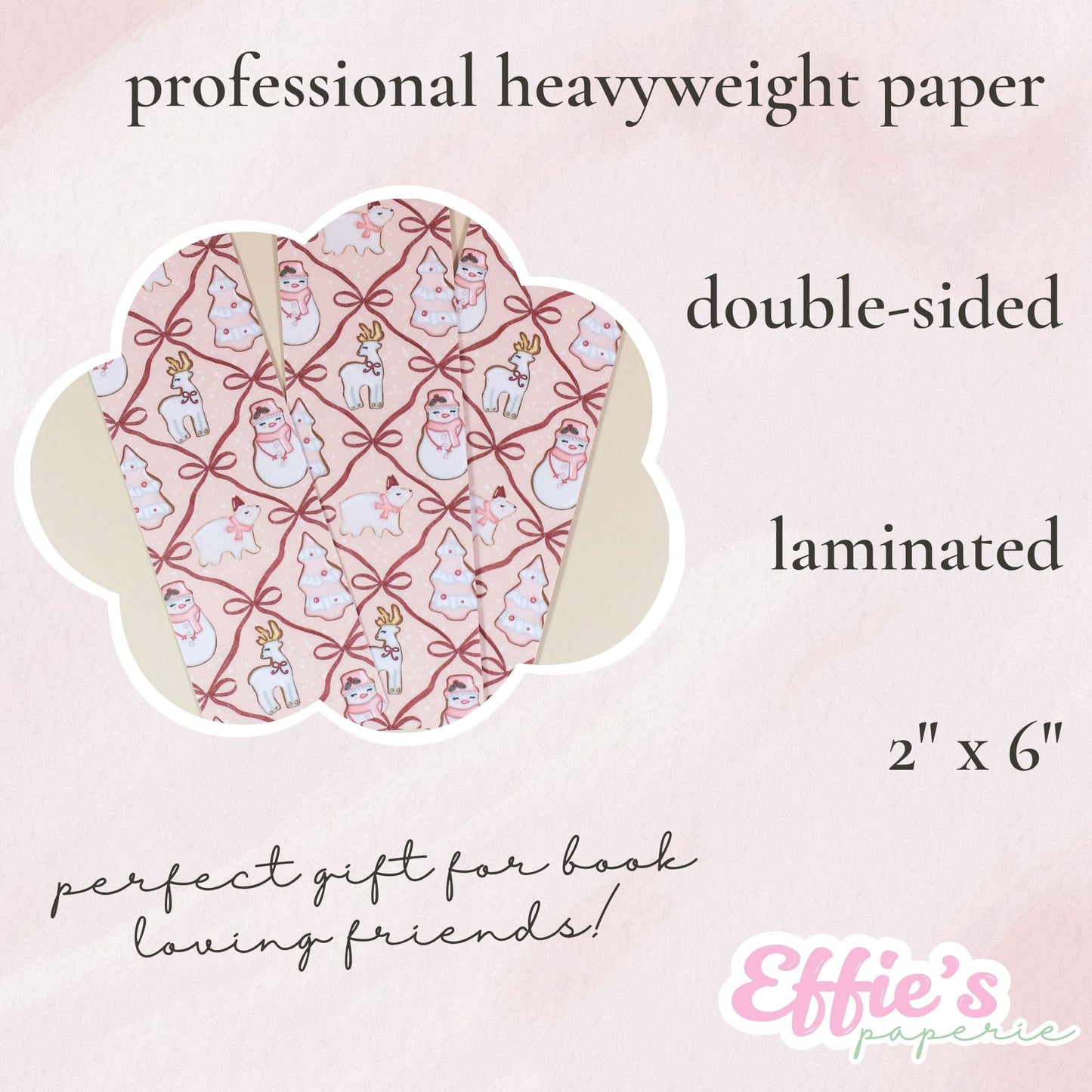 Pink Christmas Cookie Bookmark