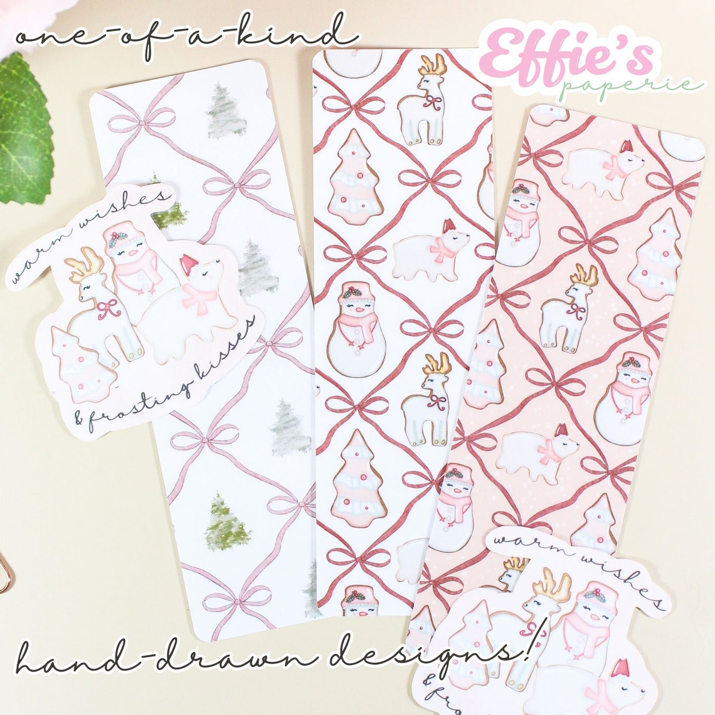 Pink Christmas Cookie Bookmark