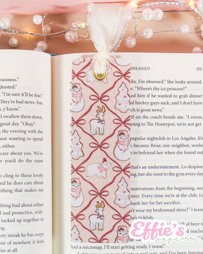 Pink Christmas Cookie Bookmark