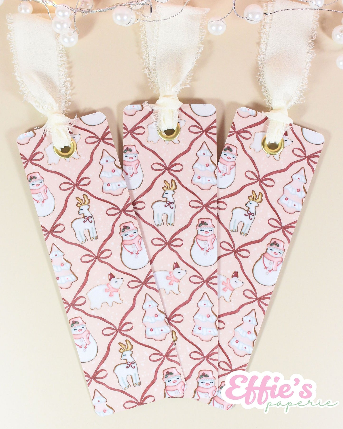Pink Christmas Cookie Bookmark