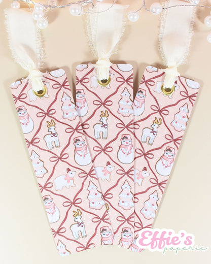 Pink Christmas Cookie Bookmark
