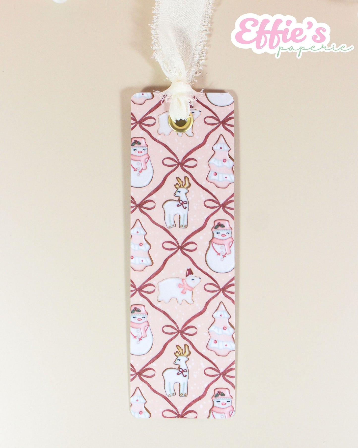Pink Christmas Cookie Bookmark