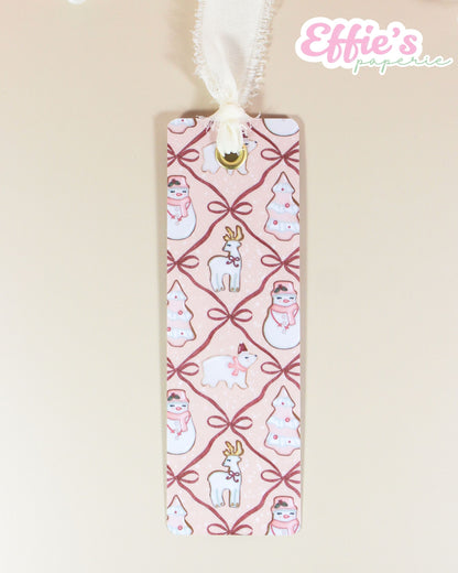 Pink Christmas Cookie Bookmark