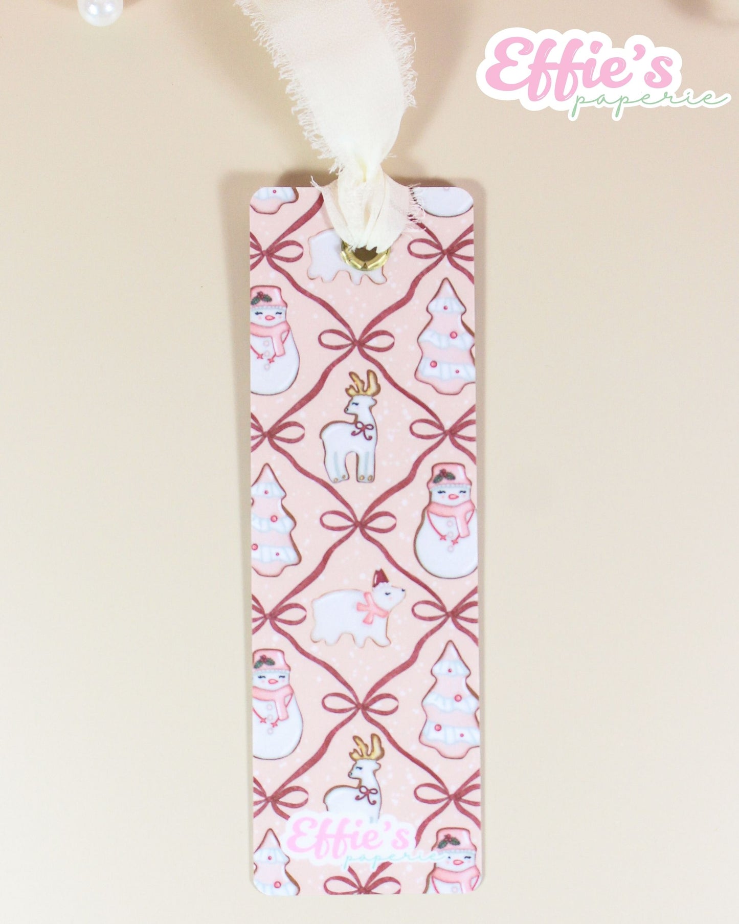 Pink Christmas Cookie Bookmark
