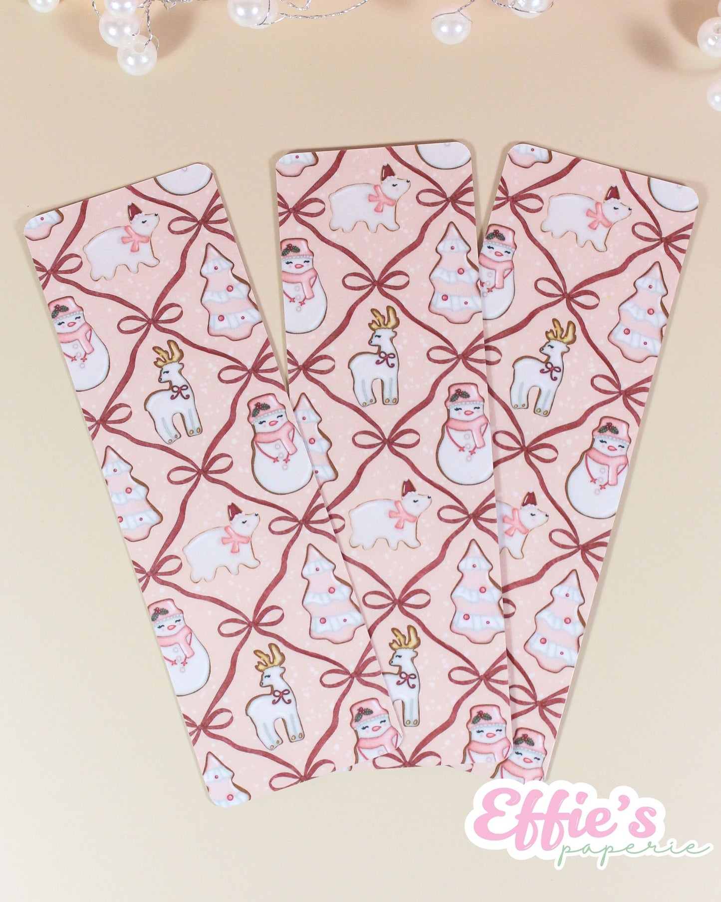 Pink Christmas Cookie Bookmark
