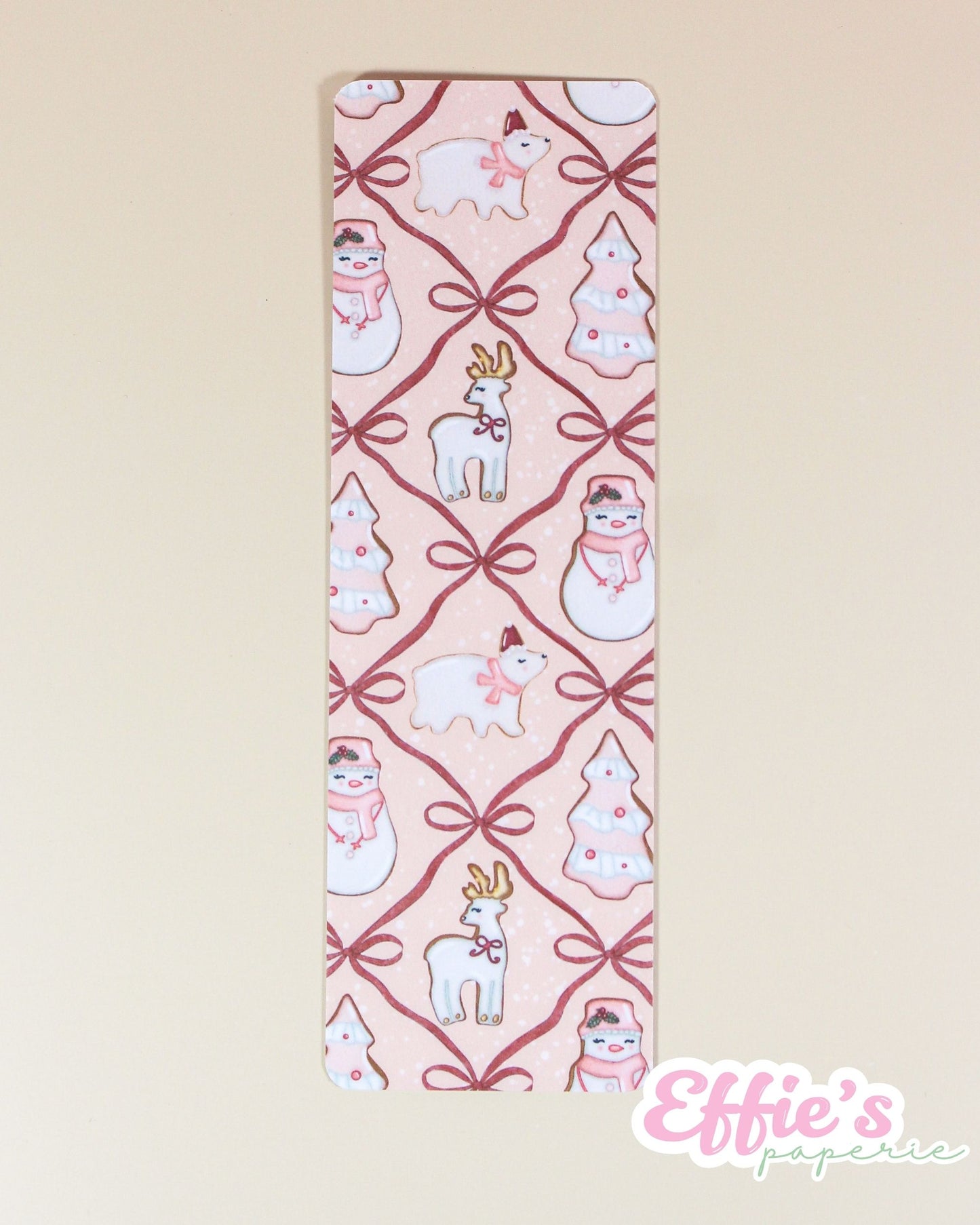 Pink Christmas Cookie Bookmark