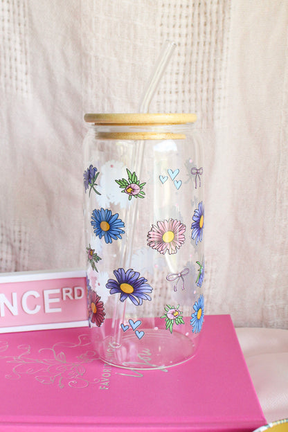 Whimsical Daisy Glass Cup