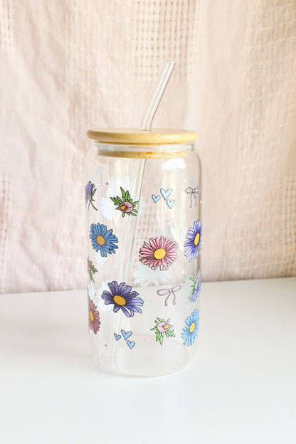 Whimsical Daisy Glass Cup