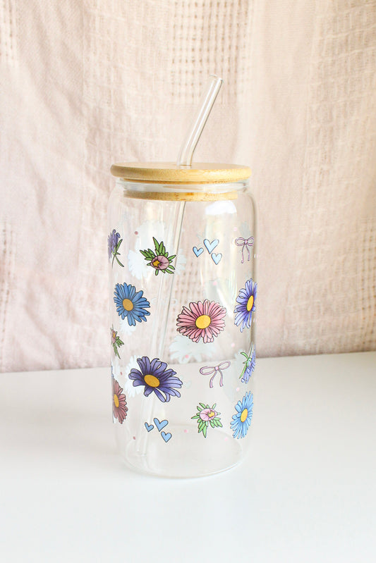 Whimsical Daisy Glass Cup