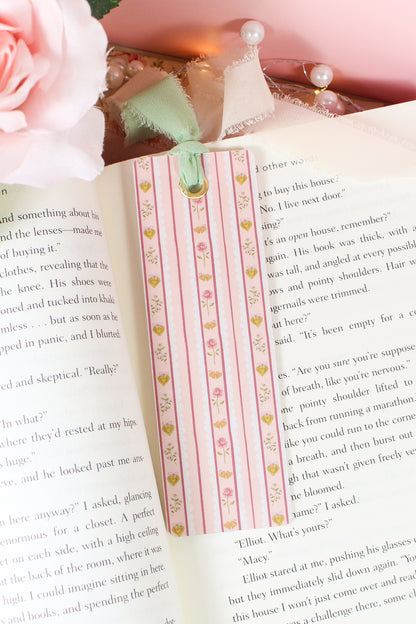 Whimsical Floral Heart Bookmark