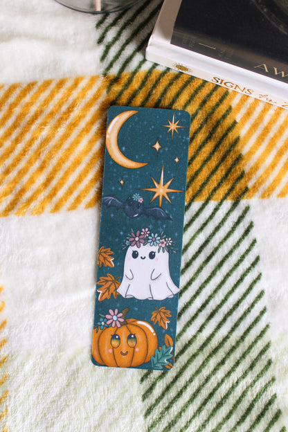 Whimsical Ghost & Pumpkin Bookmark