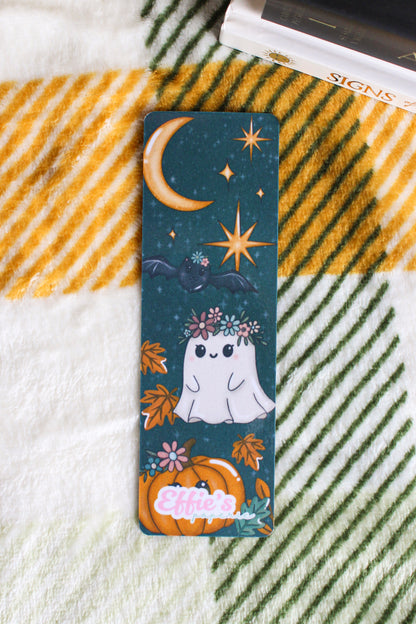 Whimsical Ghost & Pumpkin Bookmark